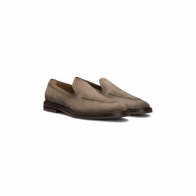 Suede loafers with leather piping running in a sinter terrace area shoes Sunny Weather Running