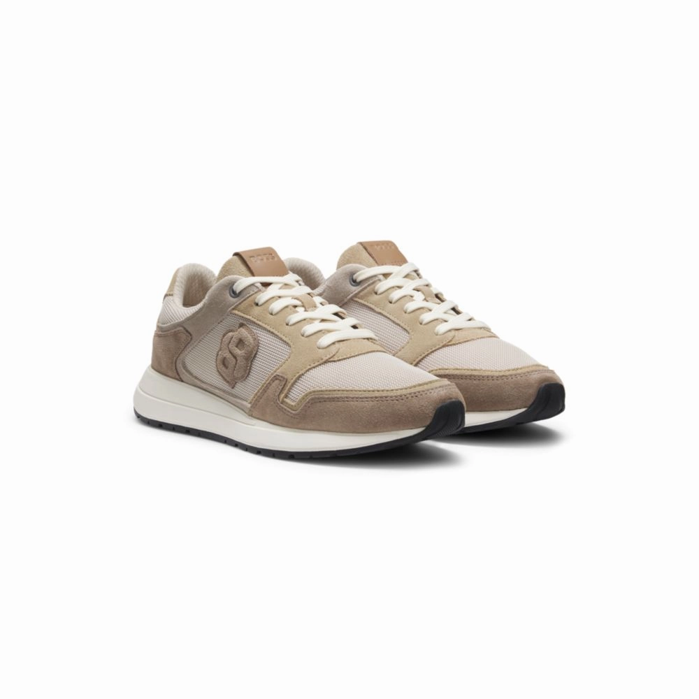 Suede trainers with Double B monogram Light   Sensing