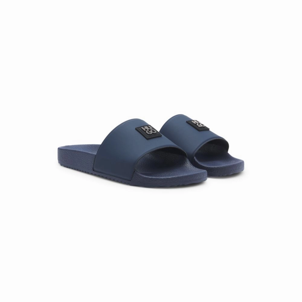 Italian-made slides with contrast-logo strap Foot Arch Fit Synthetic - Upper