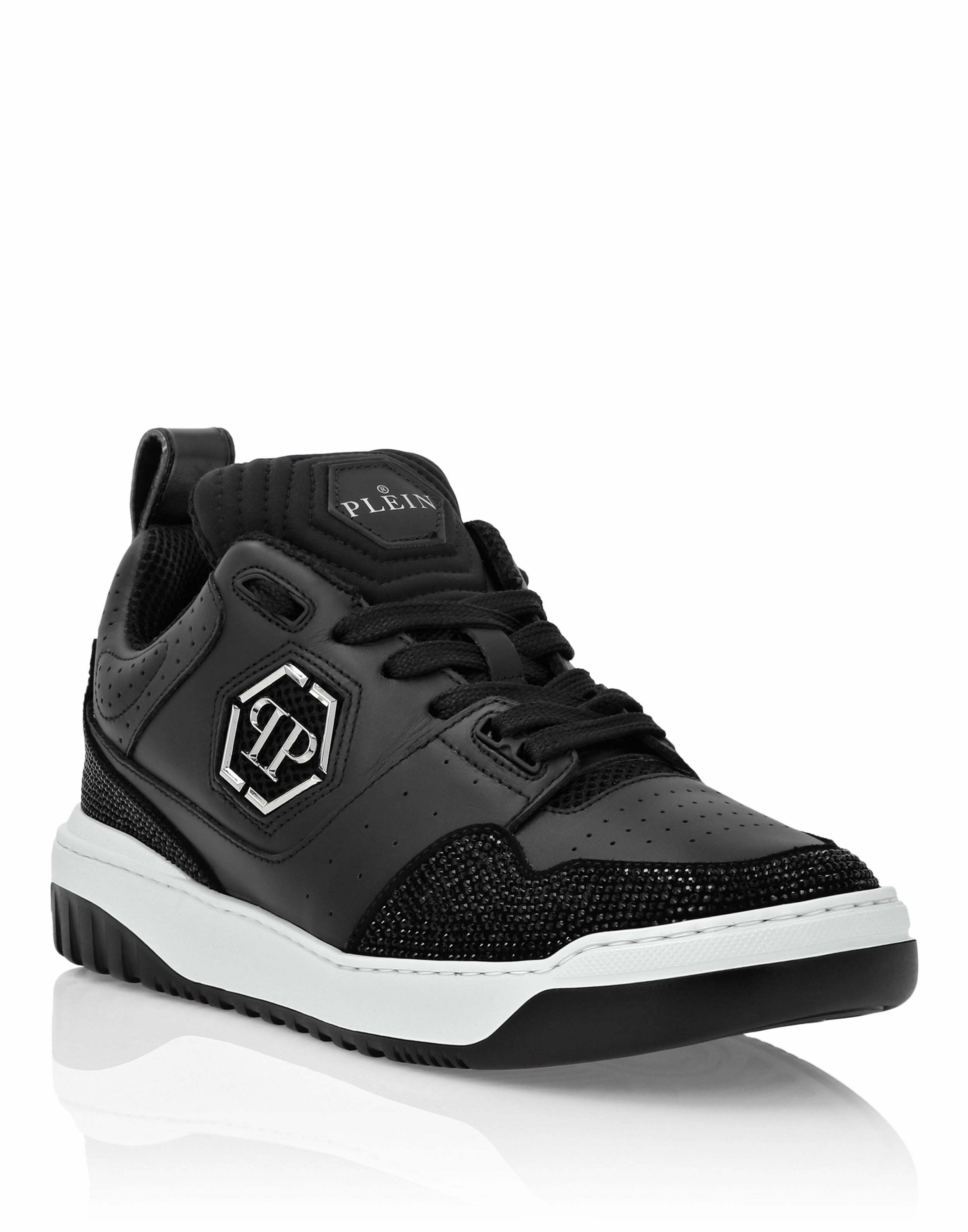 Mix Leather Lo-Top Sneakers Crystal cyclist shoes trendy running shoes