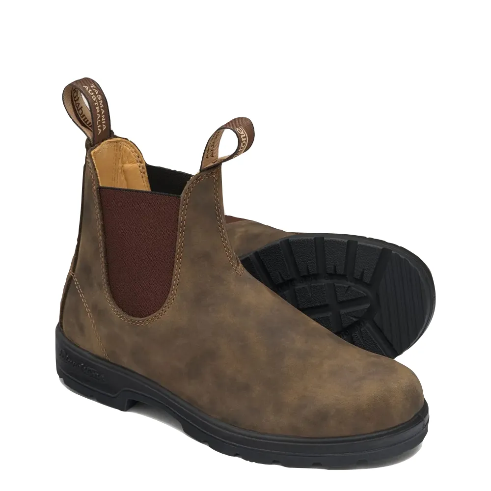 Blundstone 585 Chelsea Pull On Boot in Rustic Brown Enhanced grip