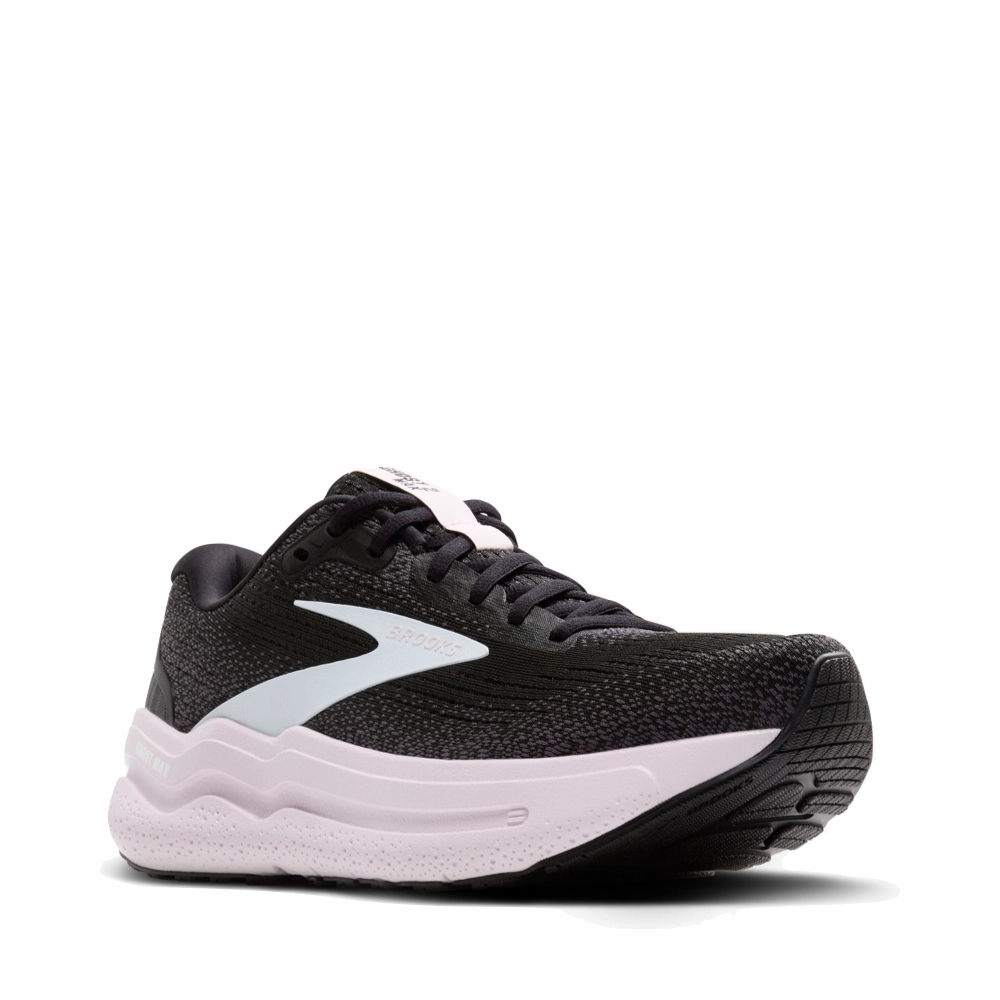 Brooks Women's Ghost Max 2 Sneaker in Black/White/Orchid Ice Sleek Style