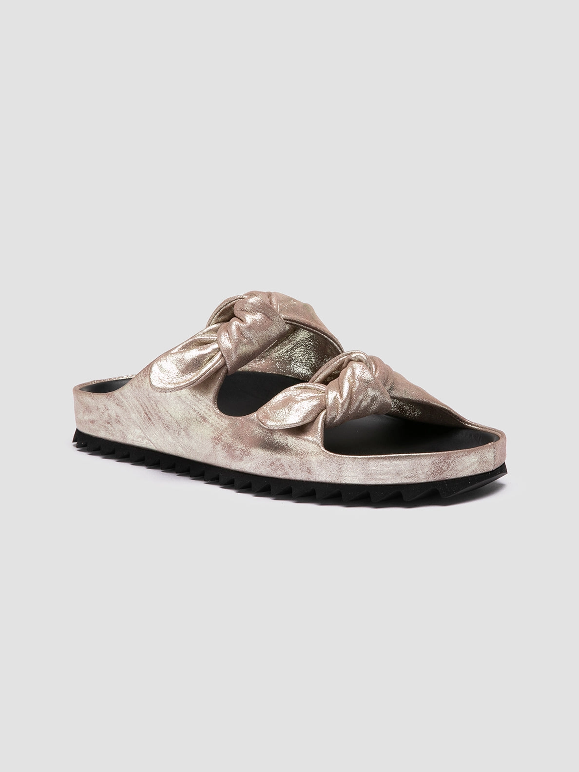 PELAGIE 021 - Gold Leather Slide Sandals Poolside Look