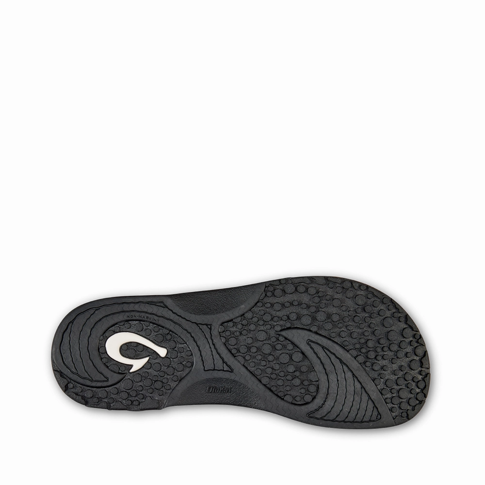 OluKai Men's Hokua Thong Sandal in Black/Dark Shadow Ventilated Design Laidback Look
