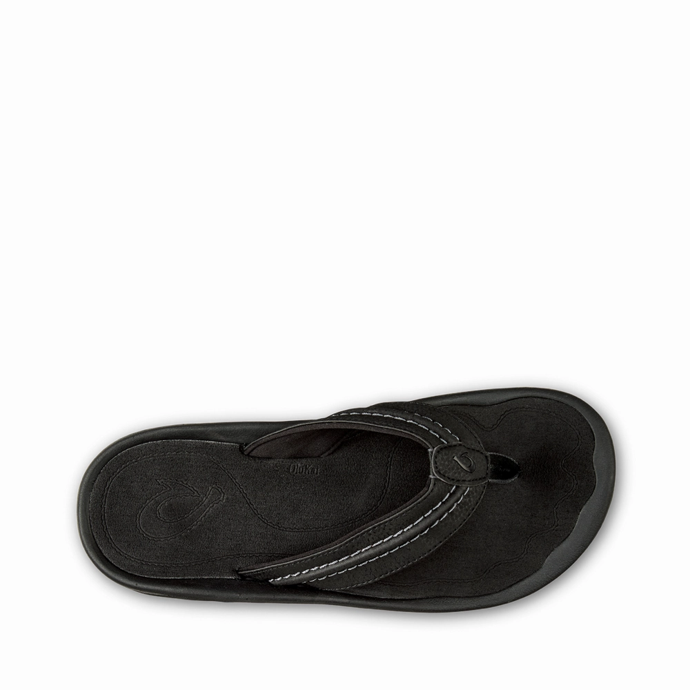 OluKai Men's Hokua Thong Sandal in Black/Dark Shadow City Vibe