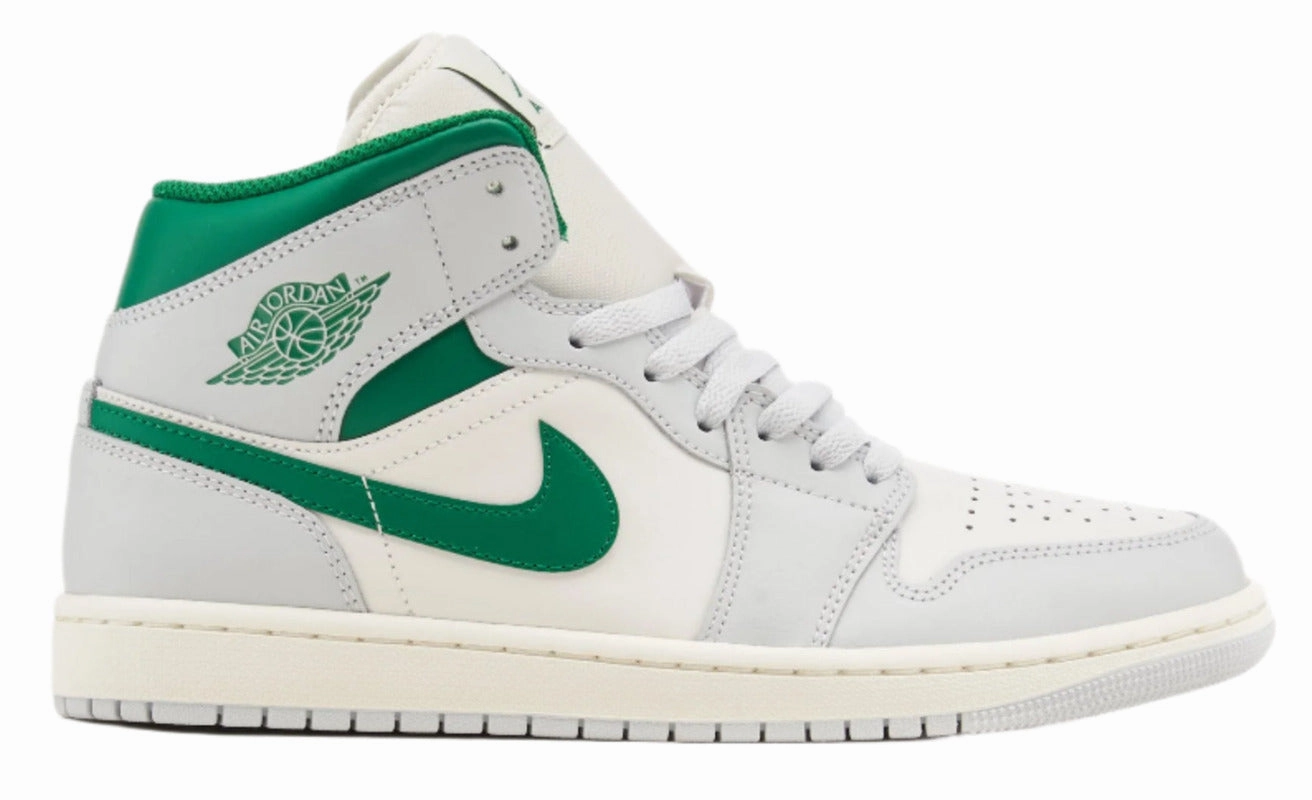 Cross-trainer stylish - design shoes Jordan 1 Mid White Pure Platinum Pine Green