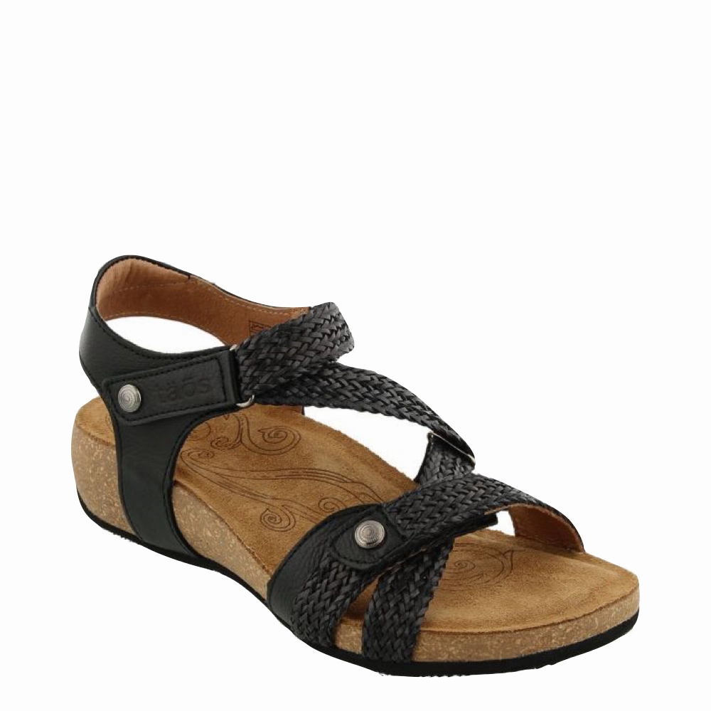 Taos Women's Trulie Strap Sandal in Black Relax Comfort Fit