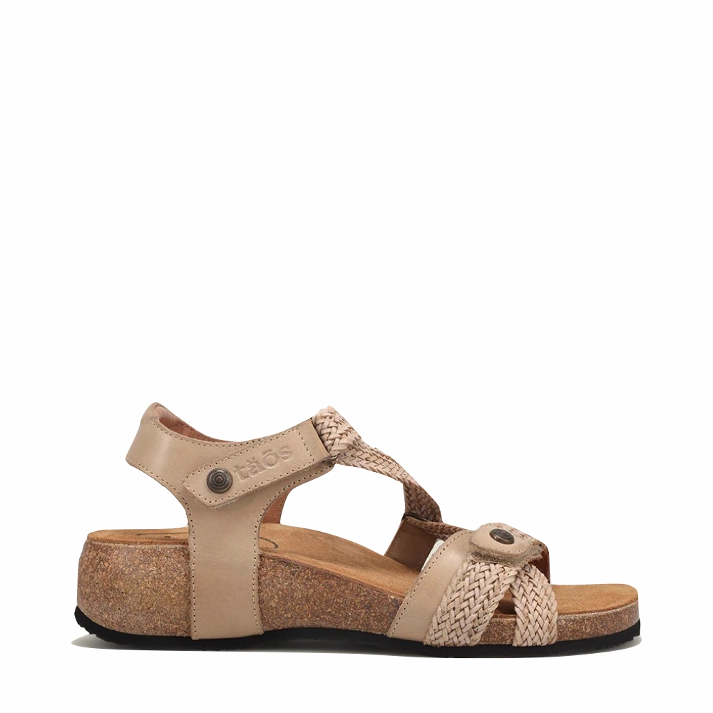 Relaxed Summer Footwear Taos Women's Trulie Strap Sandal in Stone