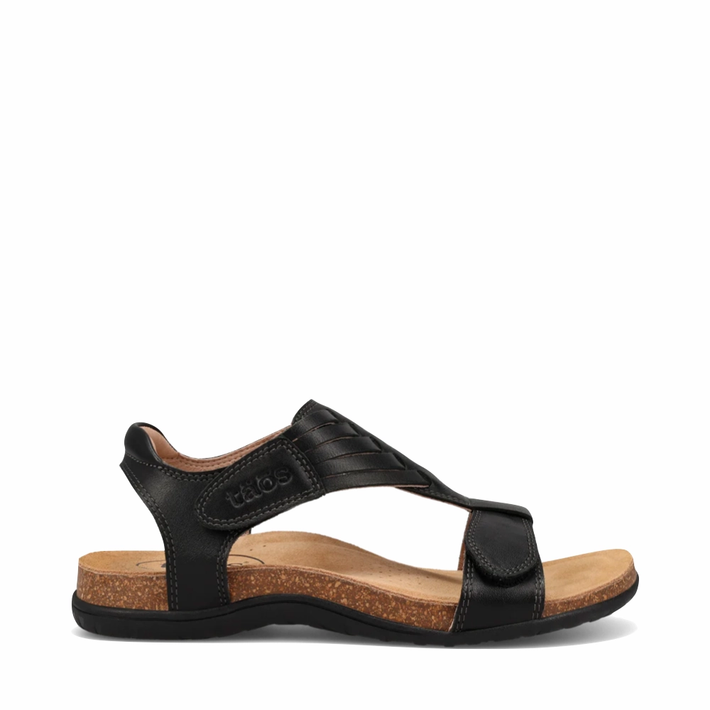 Taos Women's Wonderful Woven Leather Sandal in Black All Season Comfortable Yet Stylish