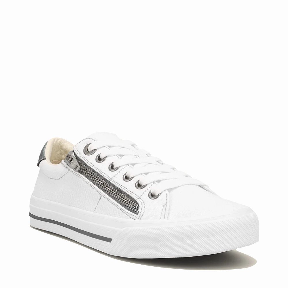 Functional Style Taos Women's Z Soul Side Zip Canvas Lace Sneaker in White/Pewter