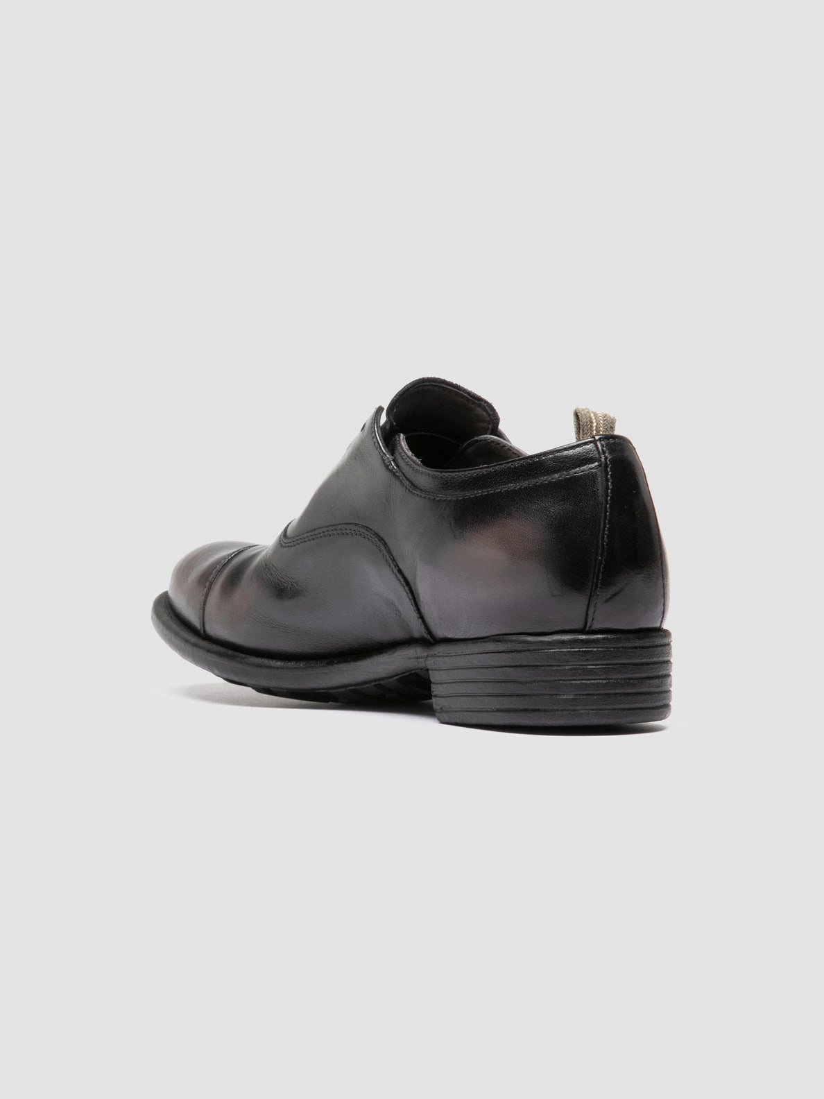 CALIXTE 003 - Dark Grey Leather Oxford Shoes Editorial Look Standing Task