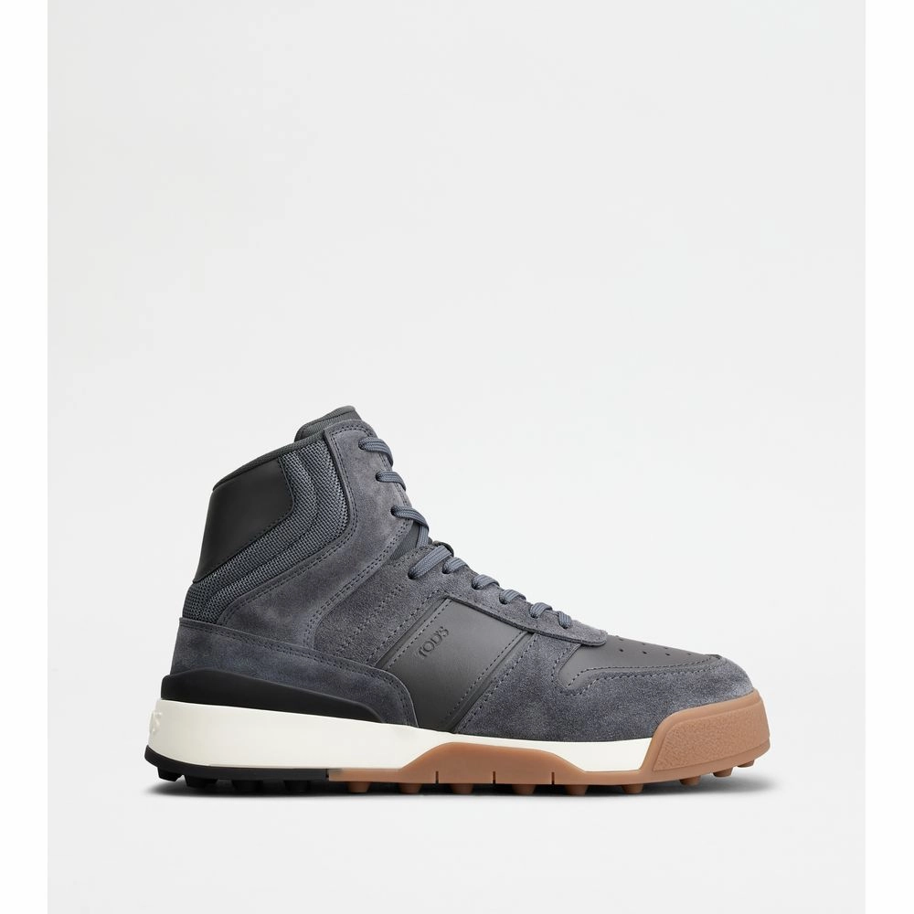 narrow - base shoes lightweight - mesh running shoes Tod's Hi-Top Sneakers in Suede and Smooth Leather