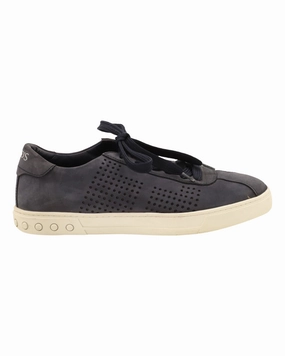 Tod??s Perforated Detail Lace Up Sneakers in Blue Suede perforated shoes zipper - trimmed - design shoes