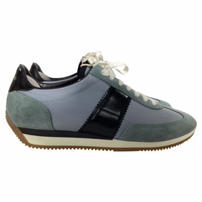 zipper Tom Ford Lace-Up Low-Top Sneakers in Blue and Black Suede