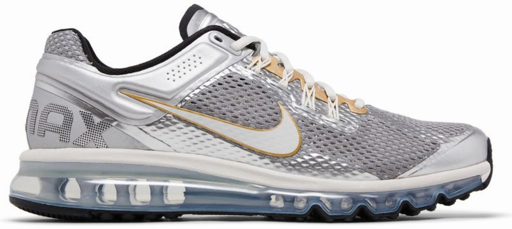 non - slip safety Heel Zone Nike Air Max 2013 Metallic Silver Gold