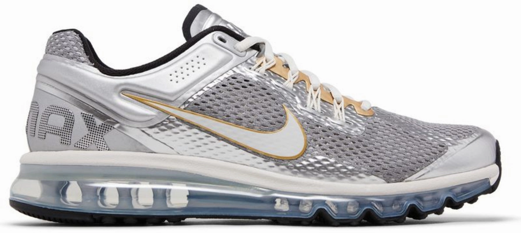 fashionable running shoes Nike Air Max 2013 Metallic Silver Gold