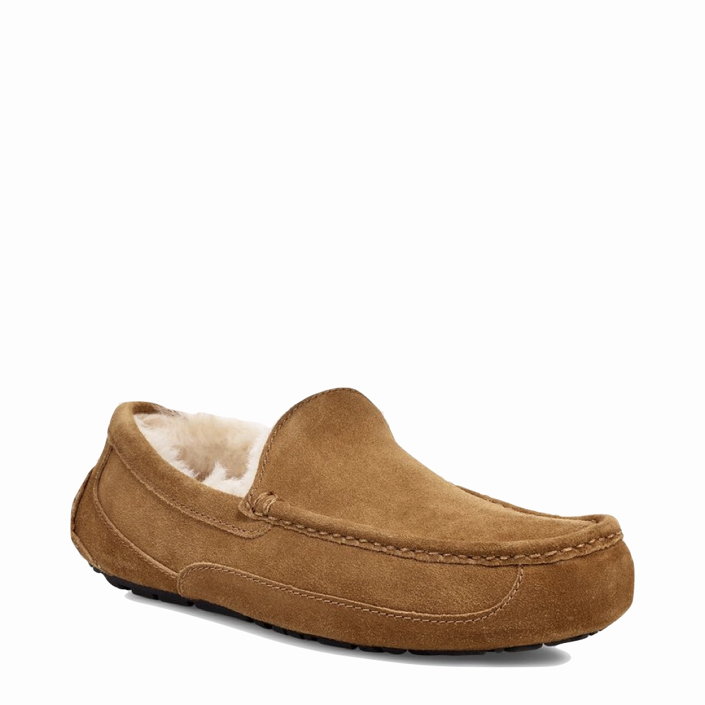 Daylong Comfort BreathableMesh UGG Men's Ascot Suede Moccasin Slipper in Chestnut