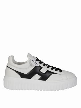 White Sneakers With Contrasting Black Accents running for family bonding
