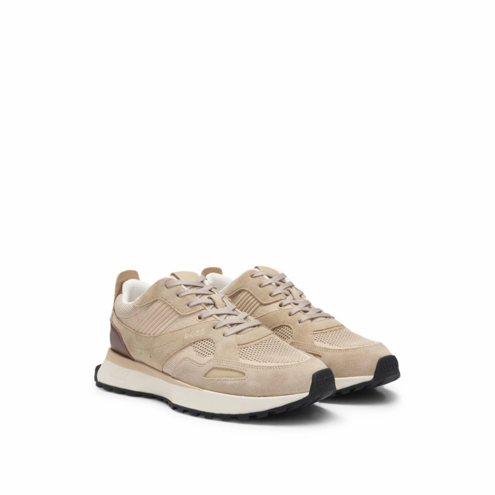 Trainers with knit and burnished-leather trims Mountain running asset wide widths