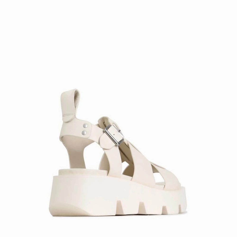 EOS Women's Kailan Leather Fisherman Platform Sandal in Bone Everyday Use
