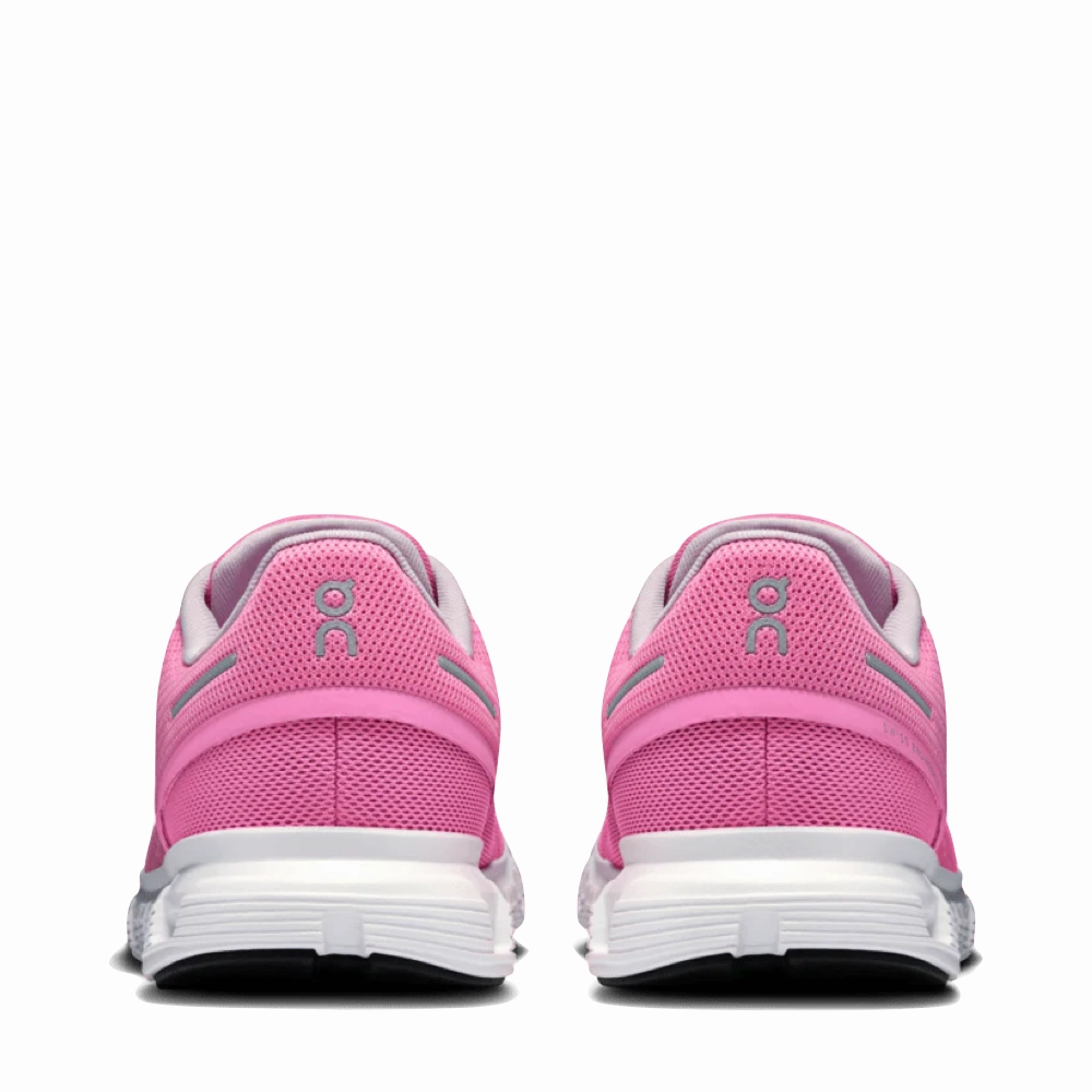 On Women's Cloud 6 Sneaker in Raspberry/White Motion Balance Buckle Up