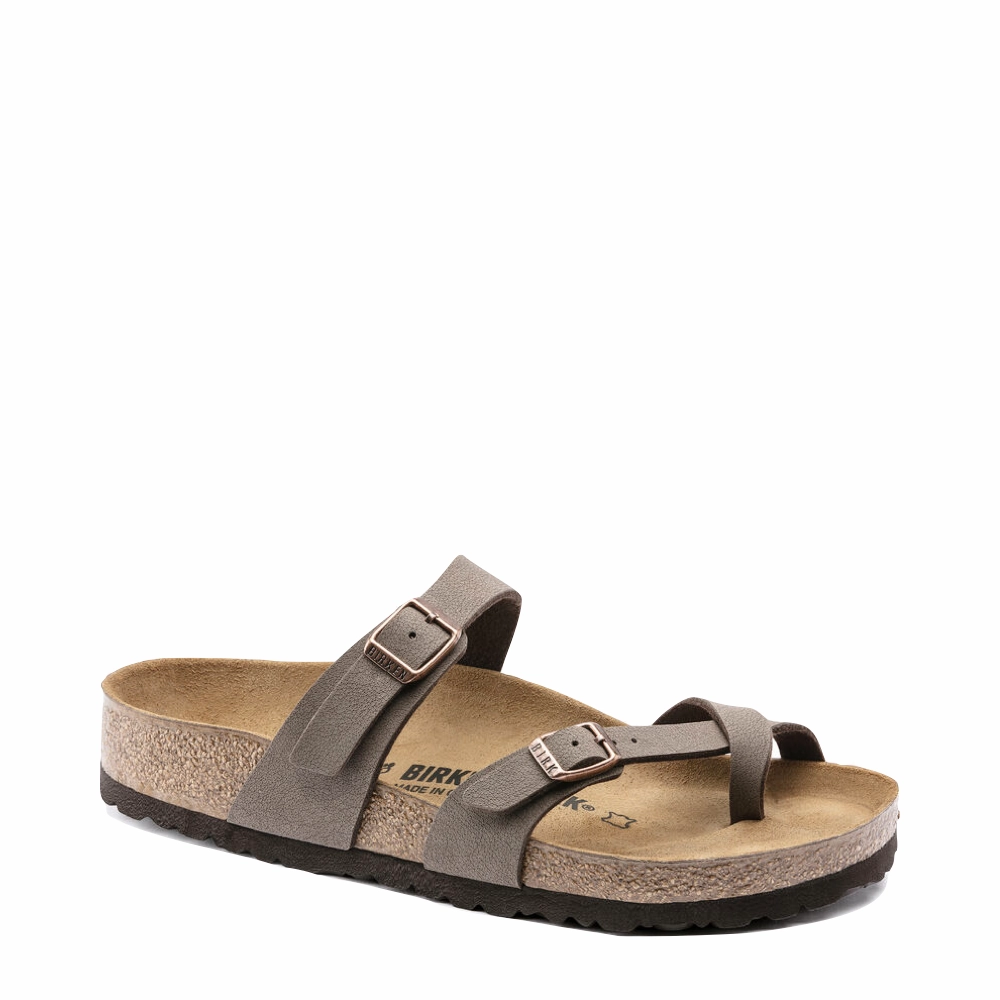Birkenstock Women's Mayari Birko-Flor Toe Loop Sandal in Mocha Winter Warm