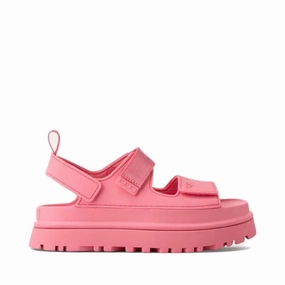 Ugg Women's GoldenGlow Platform Sandal in Tropical Pink Toe Thong Step Stable