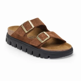 Fast Dry Birkenstock Women's Arizona Chunky Two Strap Sandal in Dark Tea/Black