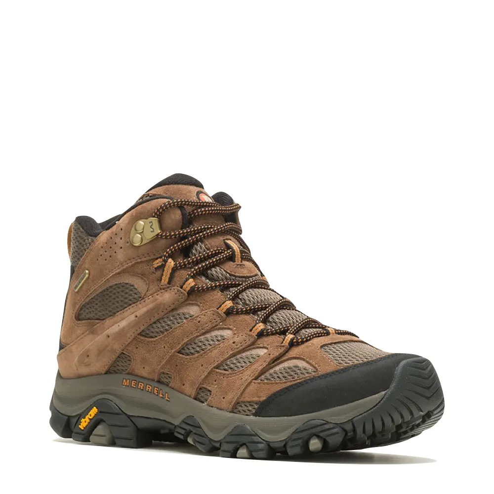 Merrell Men's Moab 3 Mid Waterproof Hiking Boots in Earth Brown All Day Comfort Sun Jog