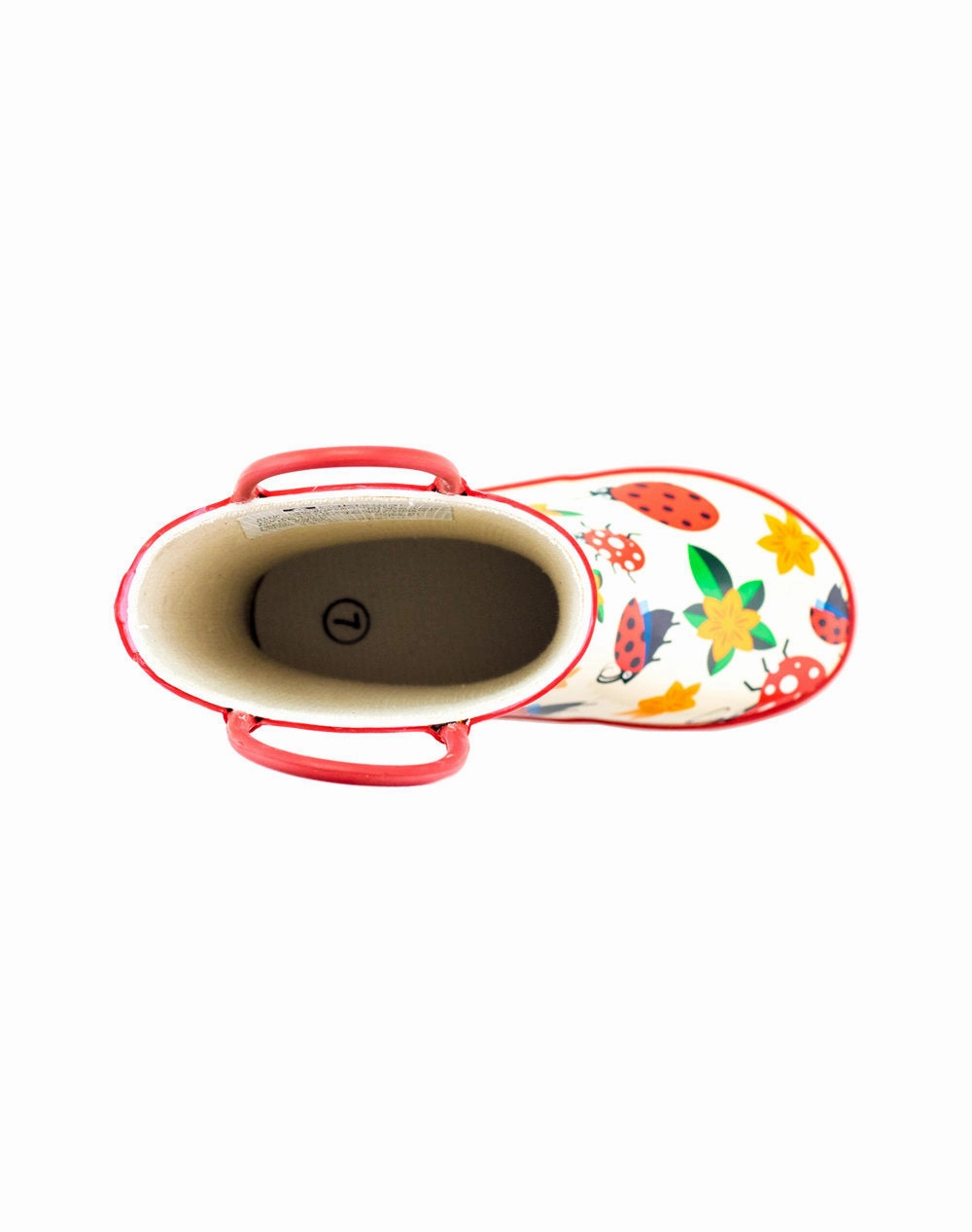 Dainty Heels Ladybugs & Flowers Loop Handle Rubber Rain Boots