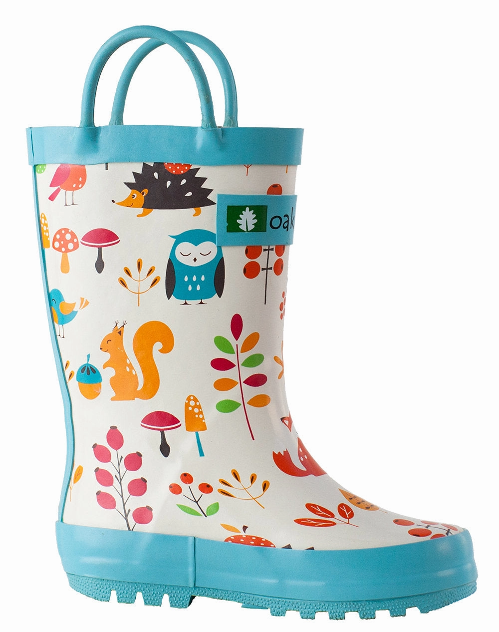 Forest Animals Loop Handle Rubber Rain Boots Slip On Fashion