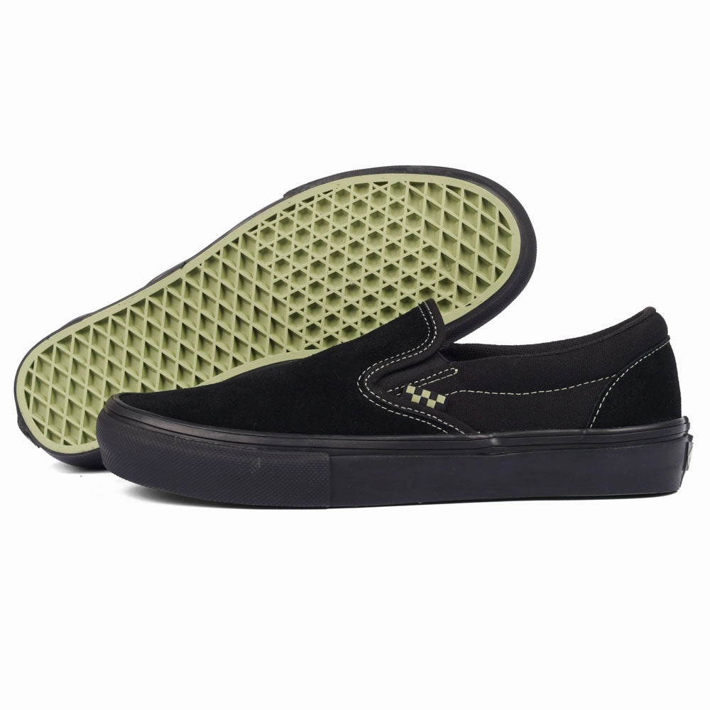 mountain - climbing running shoes All - Purpose Vans - Skate Slip-On (Black/Olive Green)