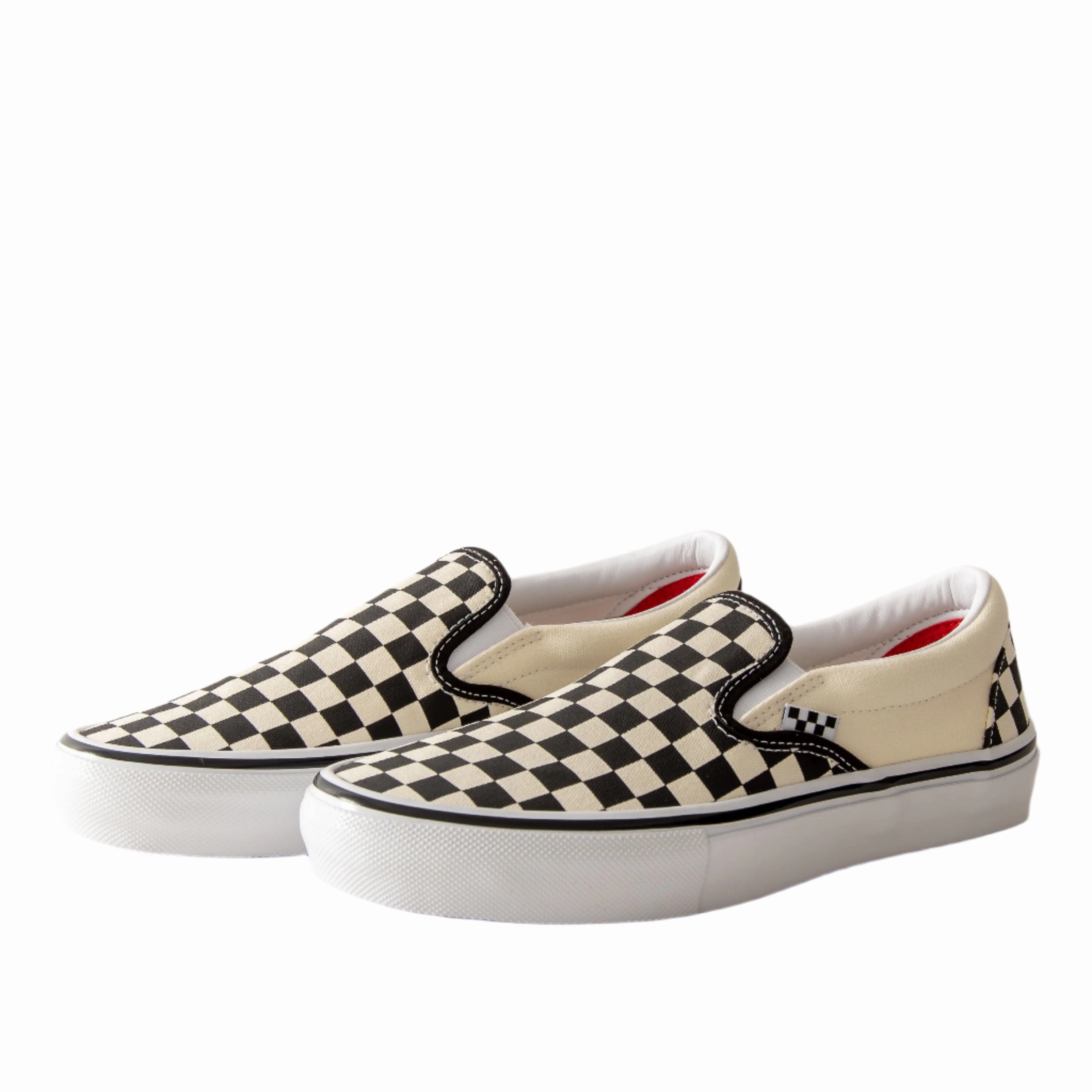 Vans - Skate Slip-On (Checkerboard Black/Off White) Arch Support Shoes