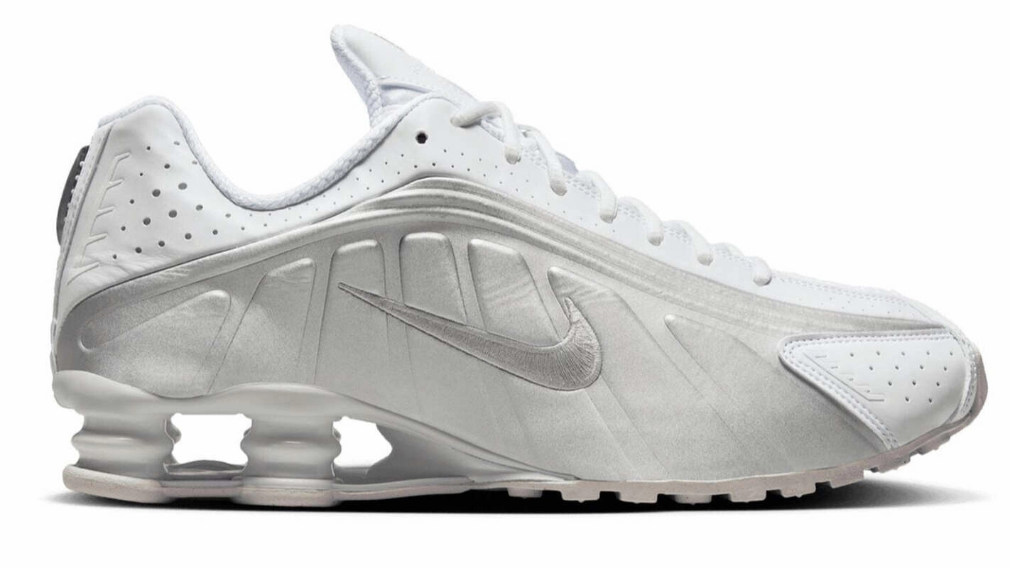 Nike Shox R4 White Bright Crimson Metallic Silver Zero-gravity foam summer - suitable