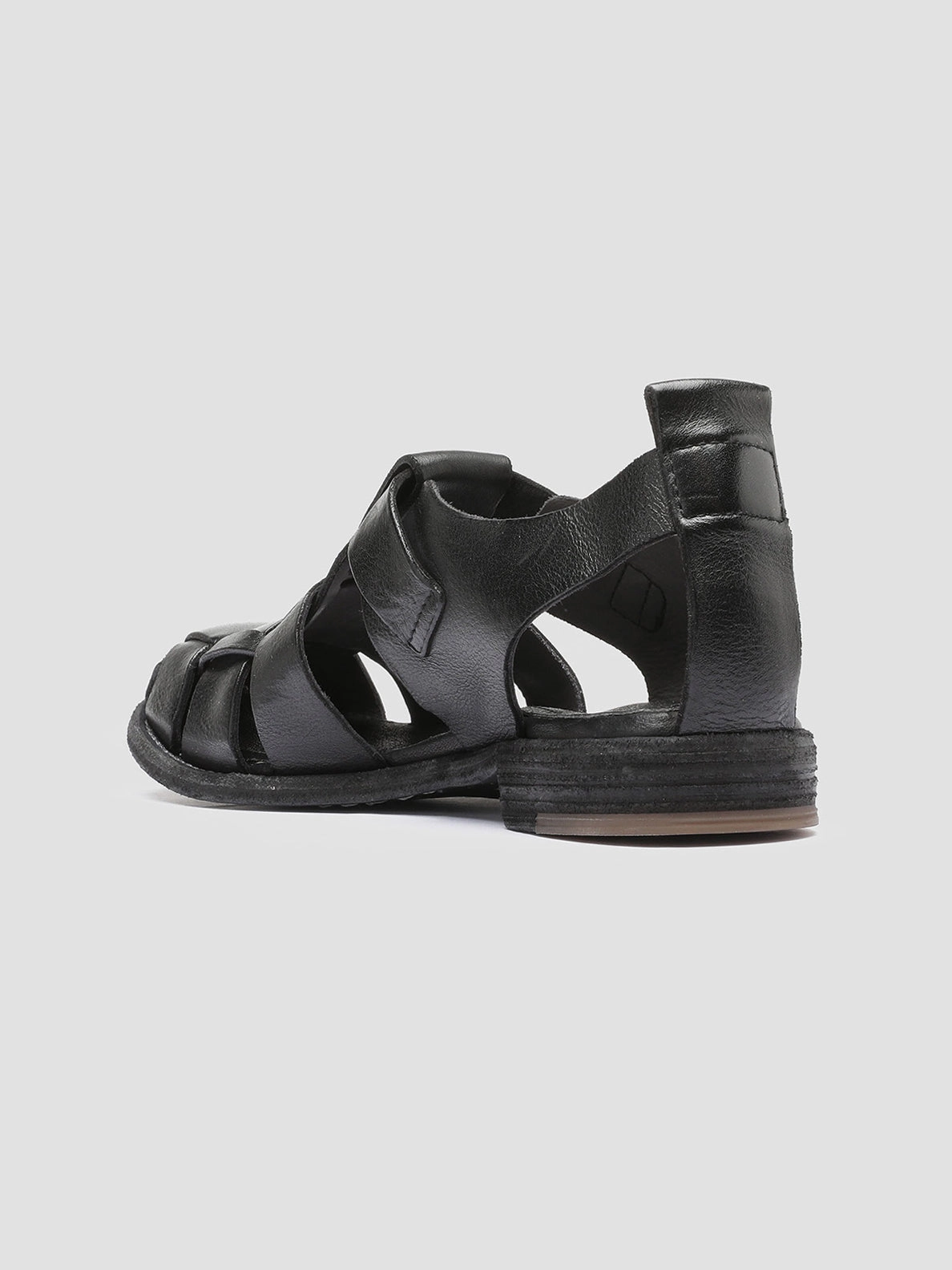 LEXIKON 536 - Black Leather Sandals Open Toe Footwear Arch support