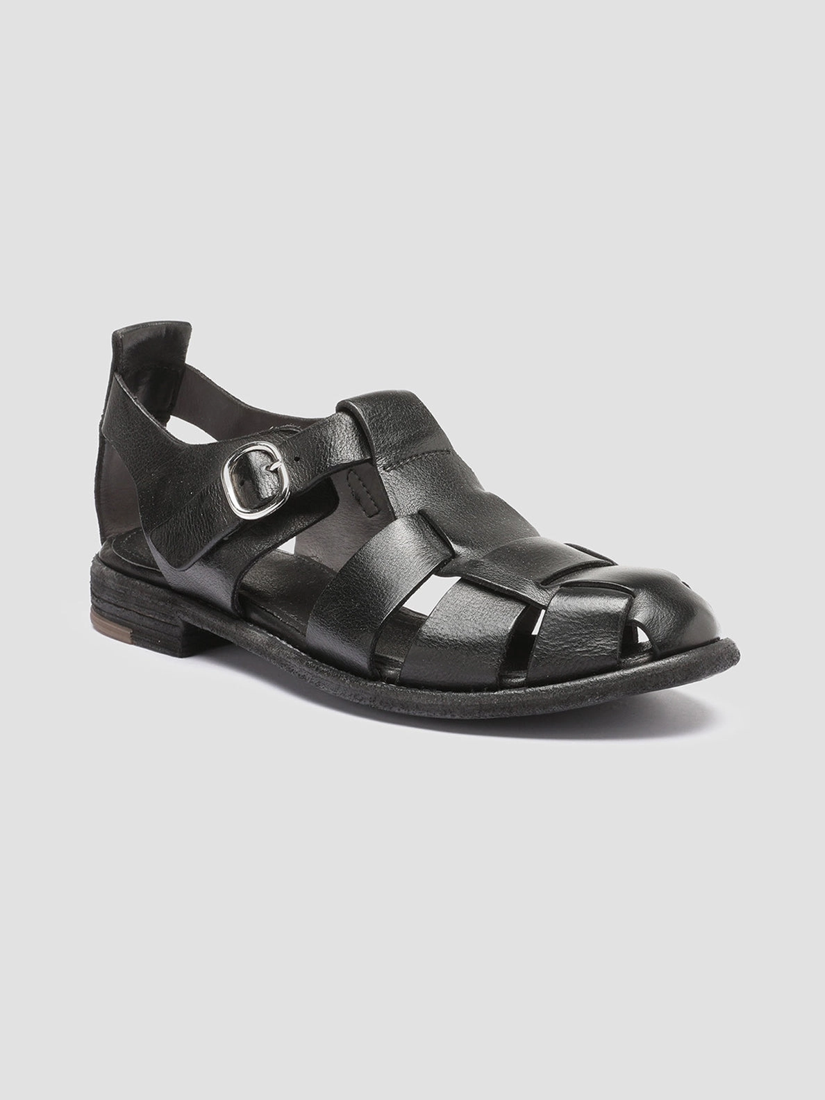 LEXIKON 536 - Black Leather Sandals Light Travel Shoes