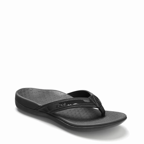 Vionic Women's Tide II Flip Sandal in Black Anti Fatigue Practical Footwear