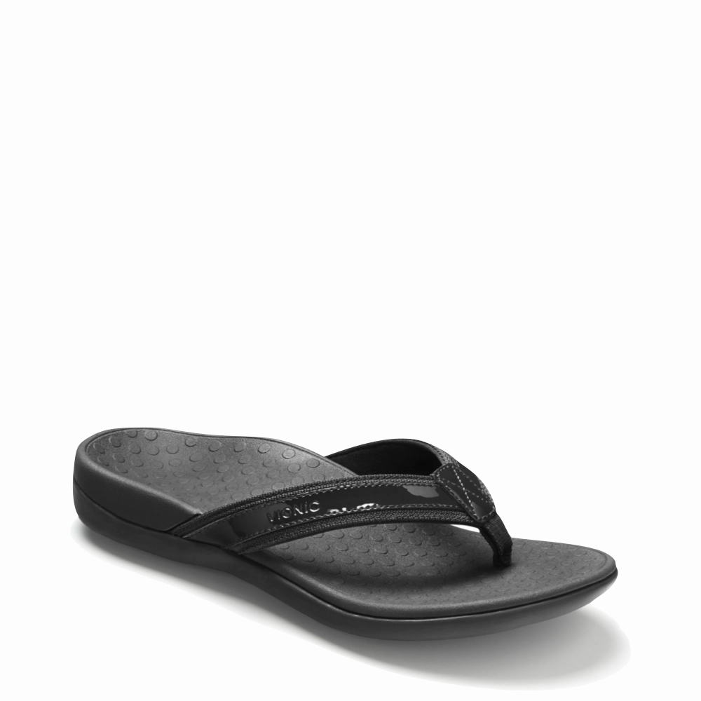 Vionic Women's Tide II Flip Sandal in Black Anti Fatigue Practical Footwear