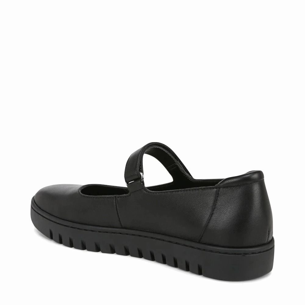 Vionic Women's Uptown Smooth Leather Mary Jane Shoe in Black Elastic Material Italian Line