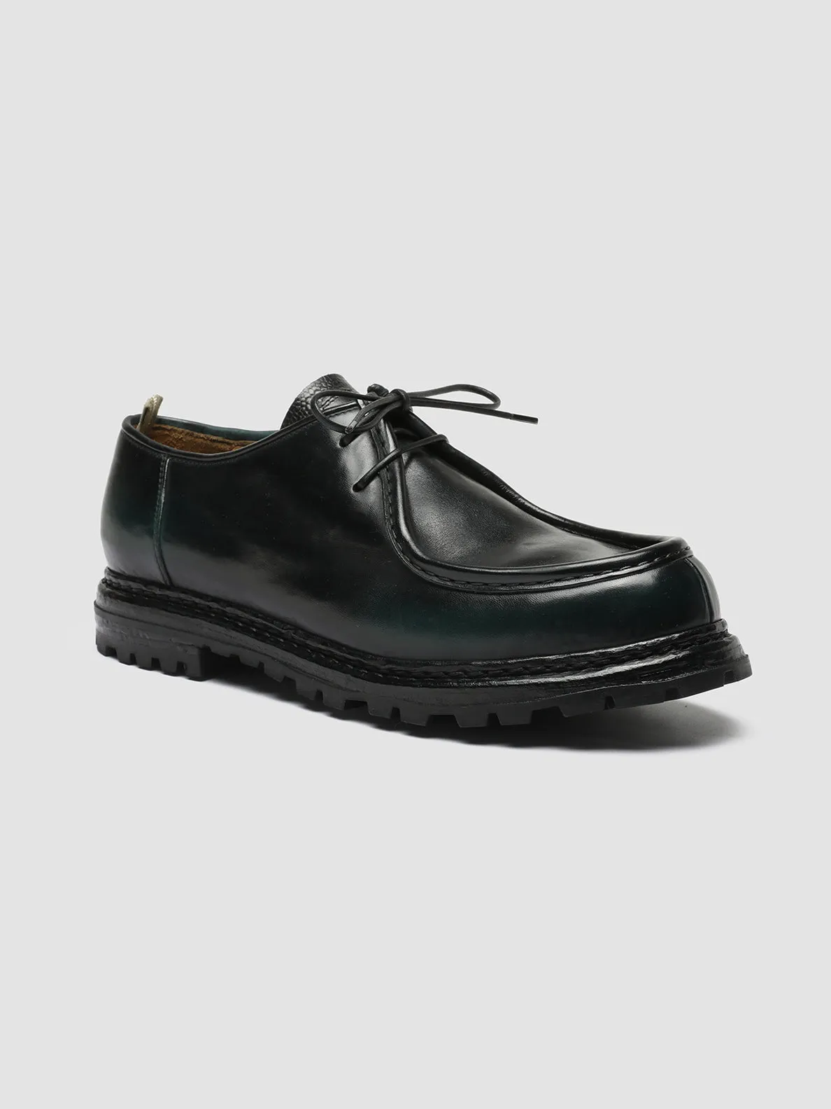 VOLCOV 009 - Dark Green Leather Derby Shoes Dinner Date