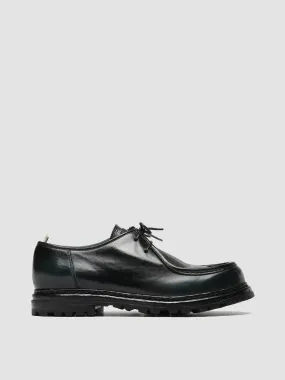 VOLCOV 009 - Dark Green Leather Derby Shoes Office Prep Open Desk