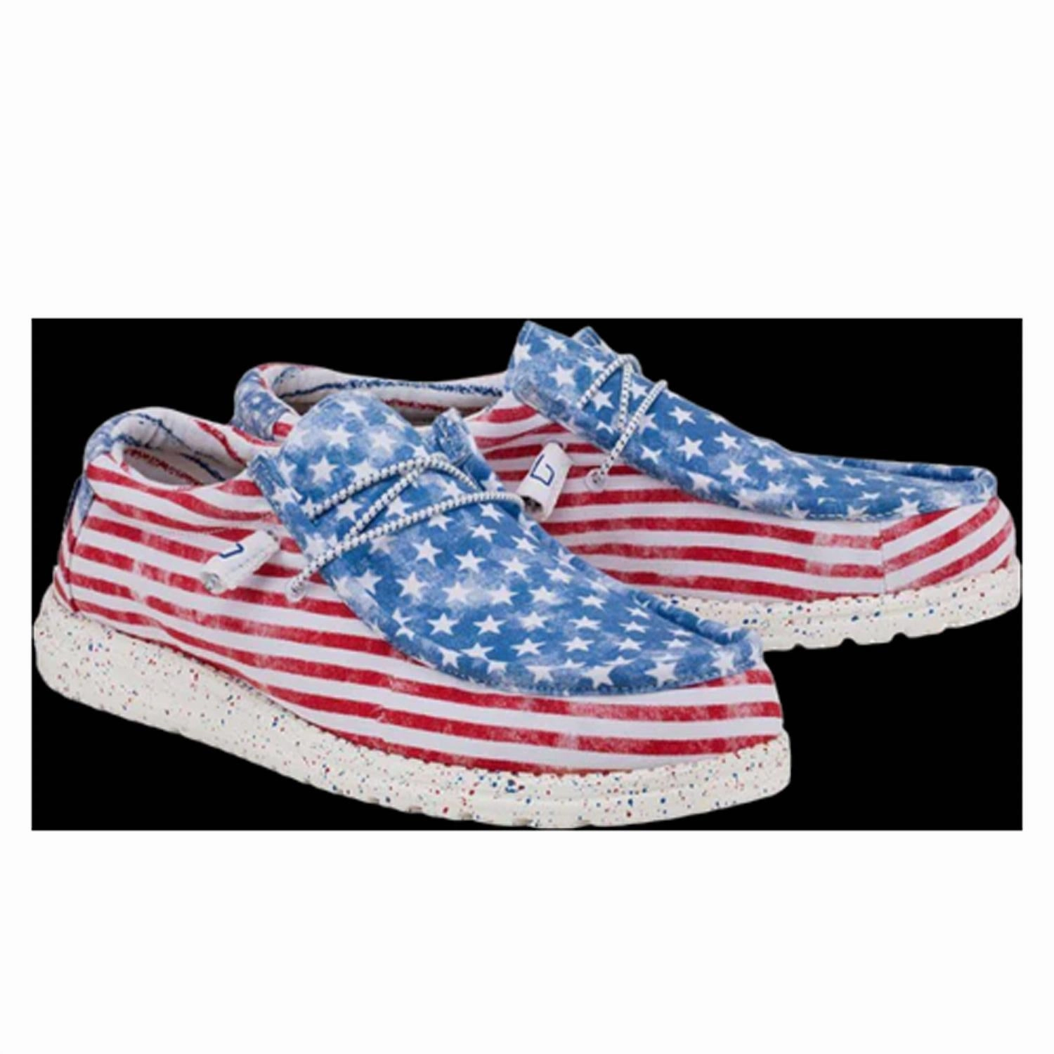 daily - use shoes breathable fabric shoes Wally Patriotic Stars And Stripes Shoe In White/red Stripes