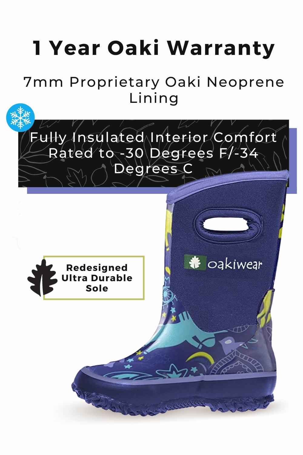 Purple Unicorn Neoprene Rain/Snow Boots Slip On Boots Water Resistant