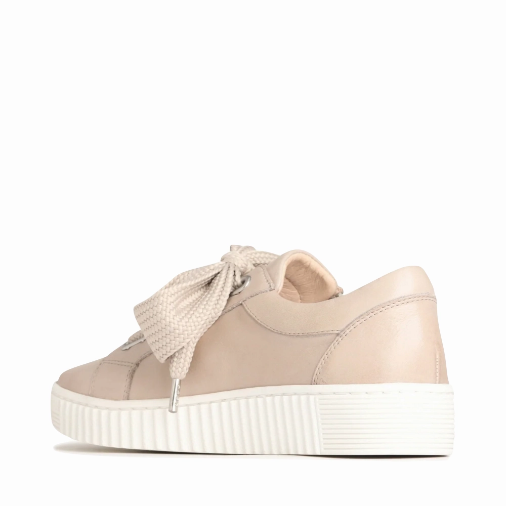 EOS Footwear Women's Jovi Leather Tie Sneaker in Stone Hot Weather Bush Step