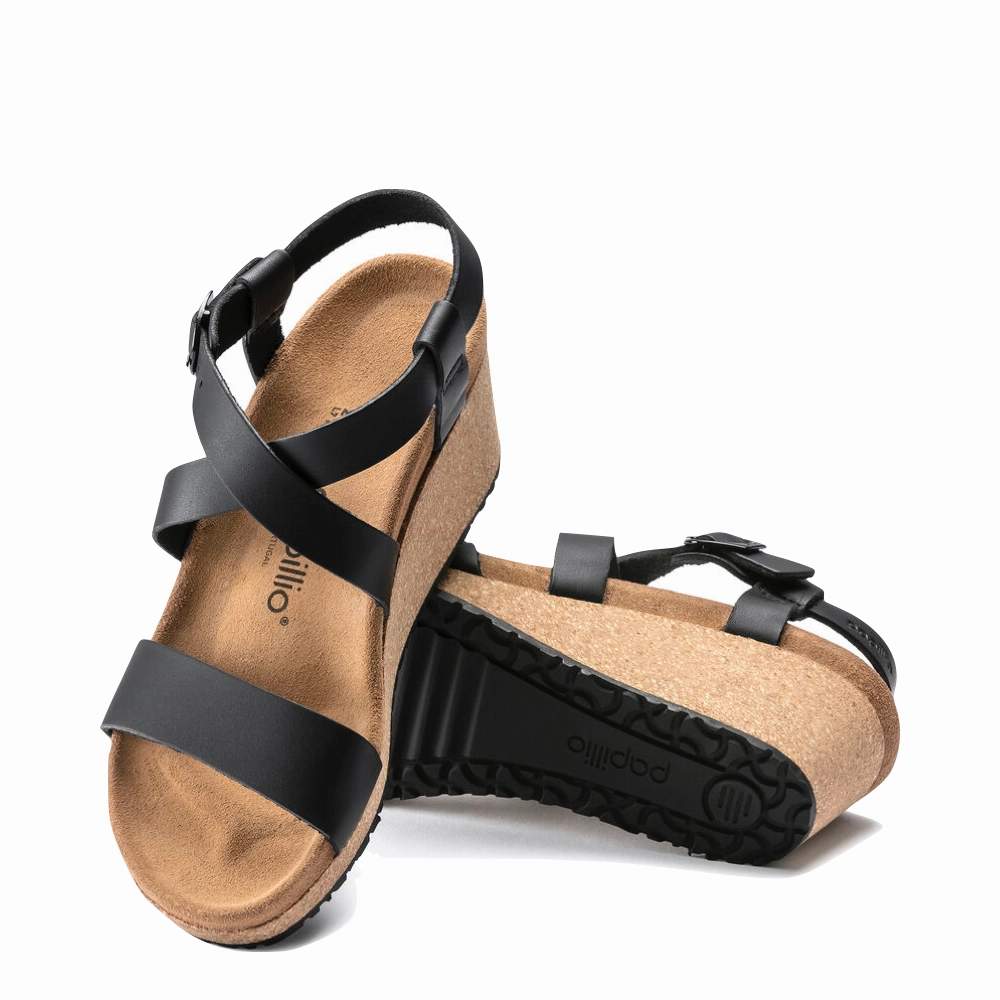 Birkenstock Women's Sibyl Smooth Leather Wedge Sandal in Black Simple Wear