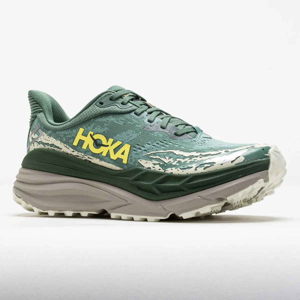 Reinforced toe Hoka Men's Stinson 7 Sneaker in Fern/Cement Grey