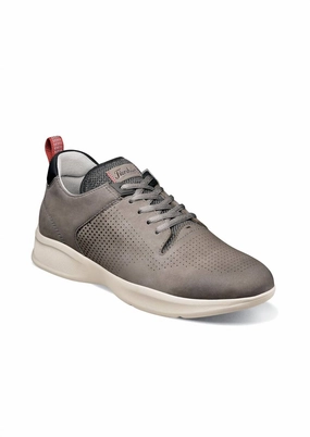 running for a form of meditation low - profile - feature shoes Men's Studio Perf Lace-Up Sneaker In Gray Nubuck/white Sole