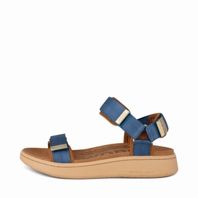 Vacation Mode Cozy Choice Woden Women's Line Strap Sandal in Old Denim Blue