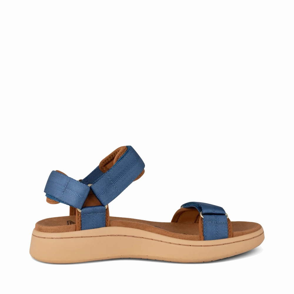 Fashion Flip-flops Woden Women's Line Strap Sandal in Old Denim Blue