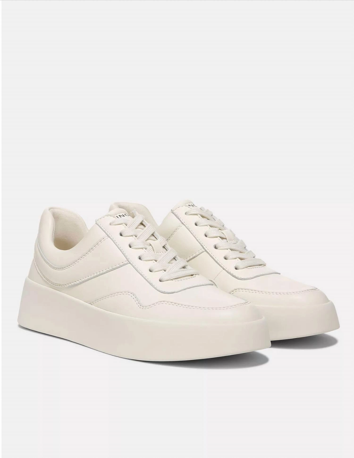 recovery running shoes Women's Warren Court Leather Sneaker In Milk